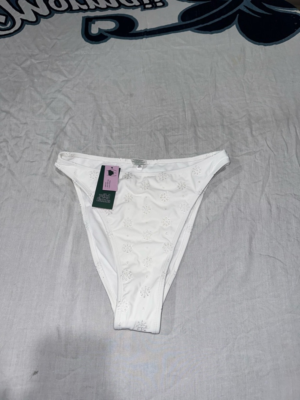Women’s White Eyelet Bikini Bottom - Classic Swim
